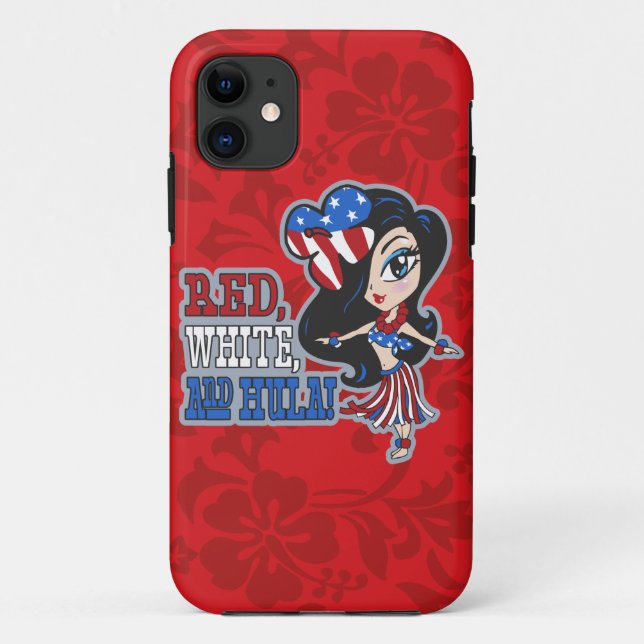 Red, White and Hula Girl Patriotic iPhone 5 Case (Back)