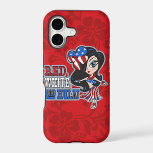 Red, White and Hula Girl Patriotic iPhone 5 Case