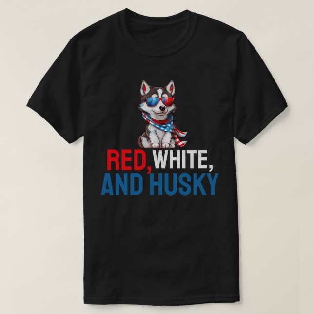 Red, White, and Husky T-Shirt (Design Front)