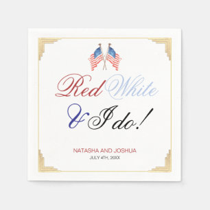 Red White and I Do 4th July Patriotic Wedding Napkin