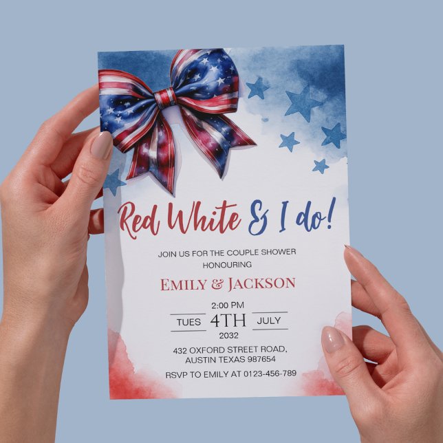 Red White and I Do 4th of July Bow Bridal Shower  Invitation (Creator Uploaded)