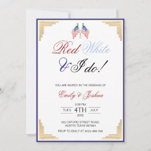 Red White and I Do American Patriotic Wedding  Invitation
