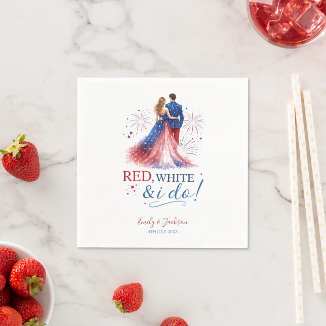 Red White and I do Americana Wedding Napkin (Insitu)