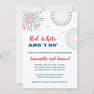 Red, White and I DO Bridal Shower Invitation