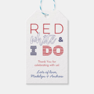 Red White And I Do Co-Ed Wedding Shower Favour Gift Tags