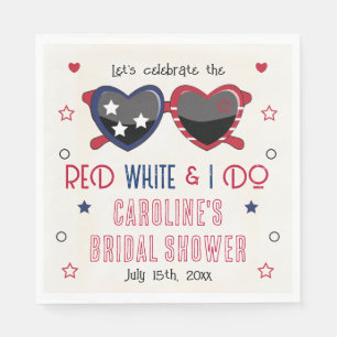 Red White and I Do Heart Sunglasses Bridal Shower Napkin