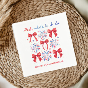 Red White and I Do July 4th Bachelorette Party Napkin
