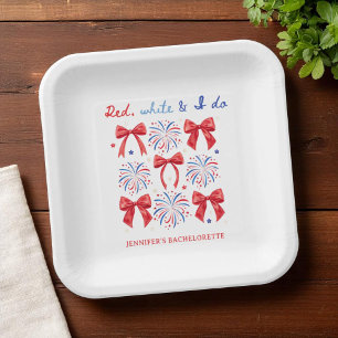 Red White and I Do July 4th Bachelorette Party Paper Plate