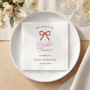 Red White and I Do Modern Bridal Red Theme Napkin