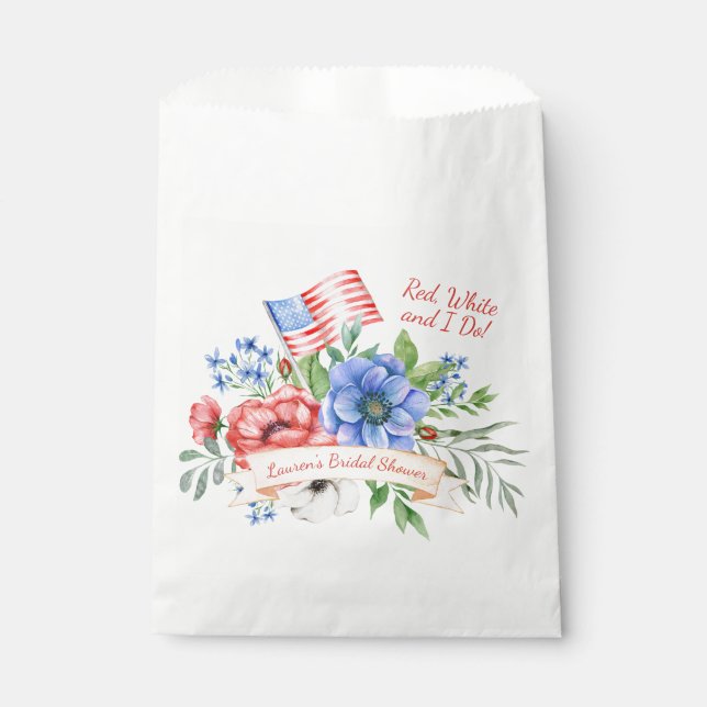 Red White and I Do Patriotic Bridal Shower Favour Bags (Front)