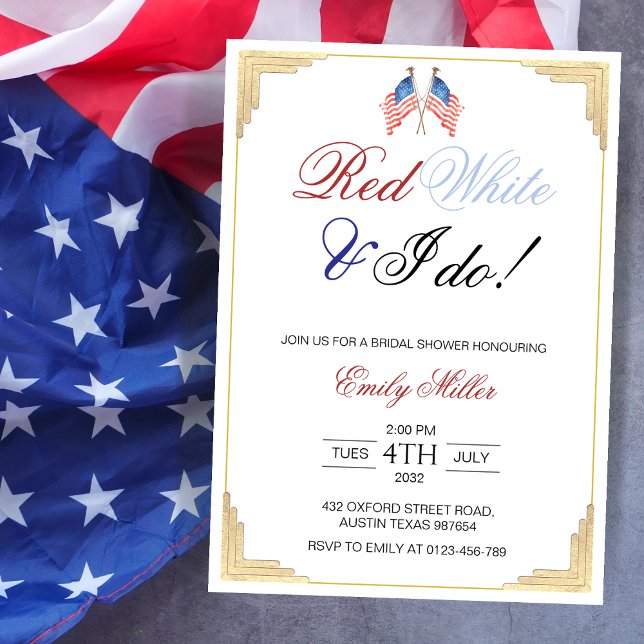 Red White and I Do USA Patriotic Bridal Shower Invitation (Creator Uploaded)