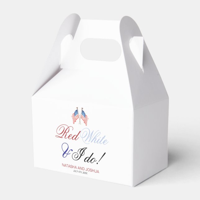 Red White and I Do USA Patriotic Wedding  Favour Box (Front Side)