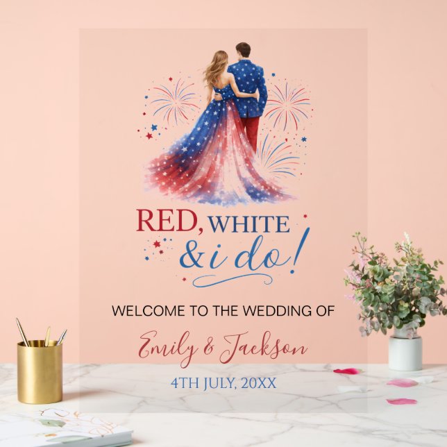 Red White and I do Wedding Welcome Acrylic Sign (Wedding)