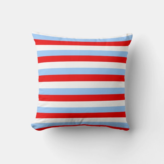 Red White and Light Blue Stripe Cushion (Front)