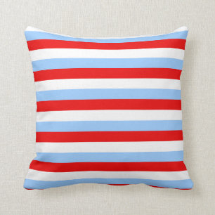 Red White and Light Blue Stripe Cushion