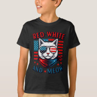 Red White And Meow Cat American Flag 4th Of July M