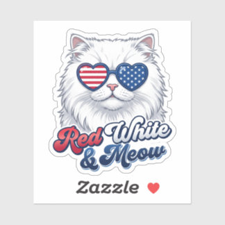 Red White and Meow Patriotic Cat Heart Sunglasses