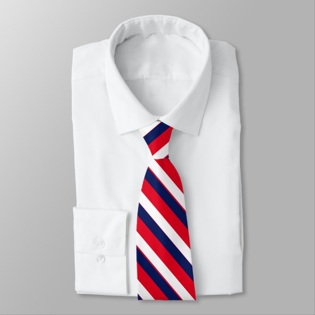 Red, White, and Midnight Presidential Stripe Tie (Tied)
