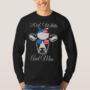 Red White And Moo American Flag Cow July 4th T-Shirt