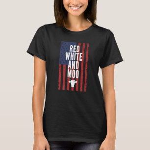 Red White And Moo Cow 4th Of July Independence Day T-Shirt