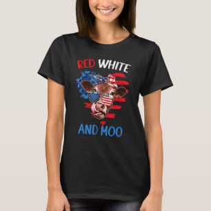 Red White And Moo Cow 4th Of July Patriotic T-Shirt