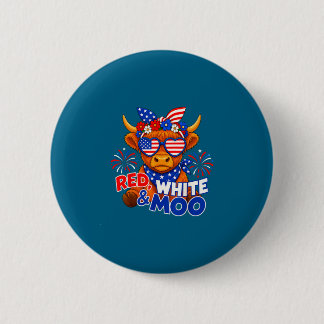 Red white and moo funny patriotic highland cow usa 6 cm round badge
