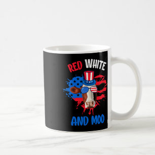 Red White And Moo Patriotic Cow Farmer 4th Of July Coffee Mug