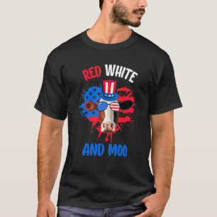 Red White And Moo Patriotic Cow Farmer 4th Of July T-Shirt