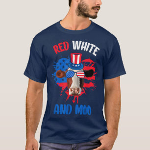 Red White And Moo Patriotic Cow Farmer 4th Of July T-Shirt