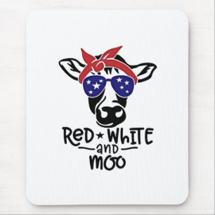 Red White and Moo Patriotic Cow Fourth of July Mouse Mat