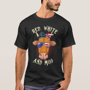 Red White and Moo Patriotic Cow USA Flag 4th of Ju T-Shirt