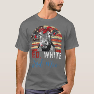 Red White and Moo Patriotic Cow USA Flag Funny 4th T-Shirt
