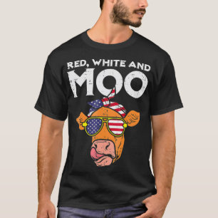 Red White and Moo Patriotic Cow USA Flag Funny 4th T-Shirt