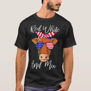 Red White And Moo Patriotic Cow Usa Flag T-Shirt