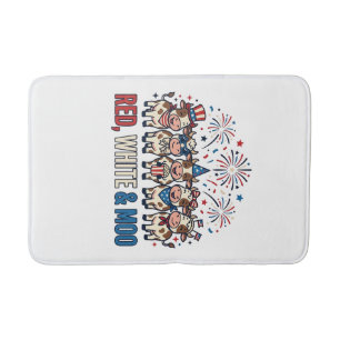Red White and Moo Patriotic Cow Vintage Shirt_1 Bath Mat