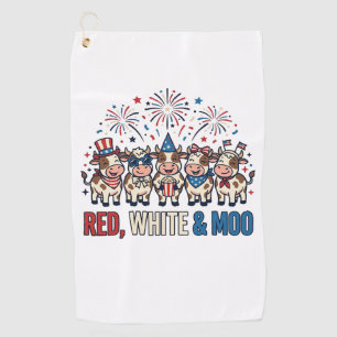 Red White and Moo Patriotic Cow Vintage Shirt_1 Golf Towel