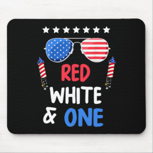 Red White And One 1st Birthday 4th Of July Indepen Mouse Mat