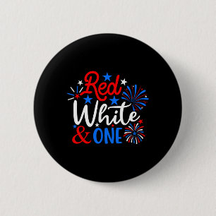 Red White And One 4th Of July 1st Birthday Patriot 6 Cm Round Badge