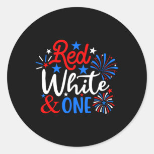 Red White And One 4th Of July 1st Birthday Patriot Classic Round Sticker