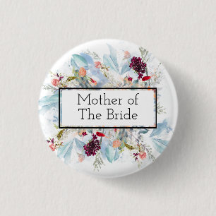 RED WHITE AND ORANGE FLORAL ELEGANT BRIDE'SMOTHER 3 CM ROUND BADGE