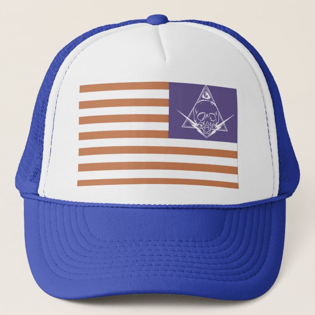 red white and paranoid trucker hat (Front)