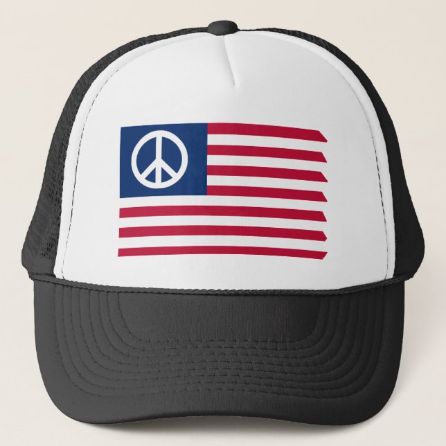 Red White and Peace Patriotic Peace USA flag- Hat (Front)