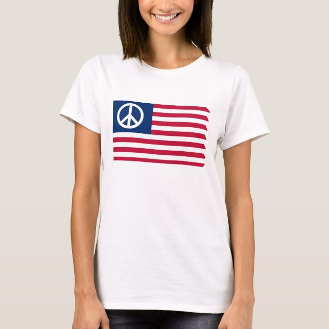 Red White and Peace Patriotic USA flag T-Shirt (Front)
