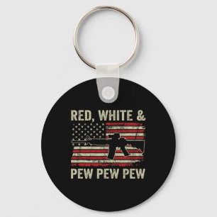 Red White And Pew - Patriotic Pro Gun Ar15 Usa 4th Key Ring