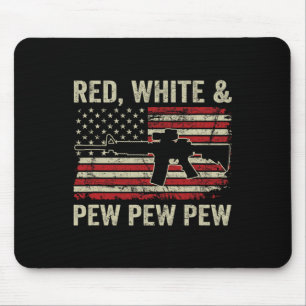 Red White And Pew - Patriotic Pro Gun Ar15 Usa 4th Mouse Mat