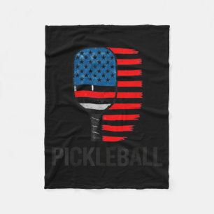 Red White and Pickleball Shirt Funny Patriotic Fleece Blanket