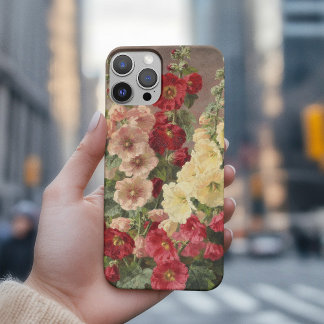 Red, white and pink hollyhocks, Christensen iPhone 15 Pro Max Case