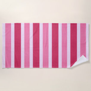 Red, White and Pink Stripes Beach Towel