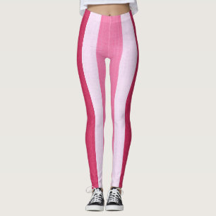 Red, White and Pink Stripes Leggings
