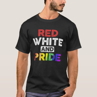 Red White and Pride Rainbow Flag LGBT March Rally T-Shirt